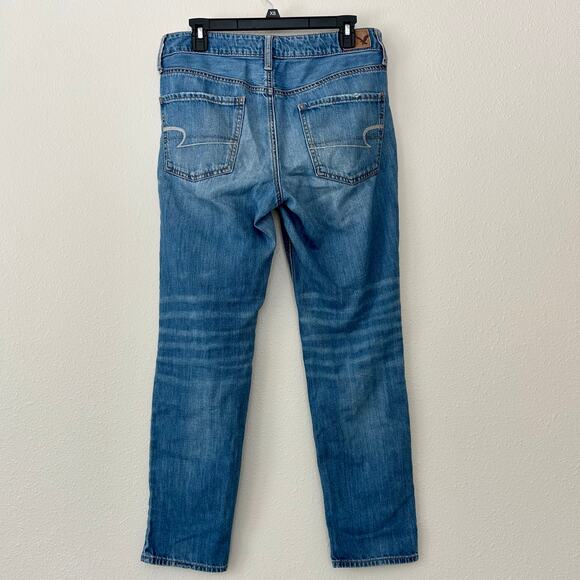 American Eagle Tomgirl Distressed Patchwork Straight leg Jeans grunge skater 6 - Picture 11 of 14